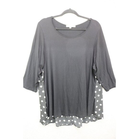 Rose & Olive 3/4 Sleeve Hi-Lo Tunic-Size 2X-Polka Dots - Picture 1 of 8